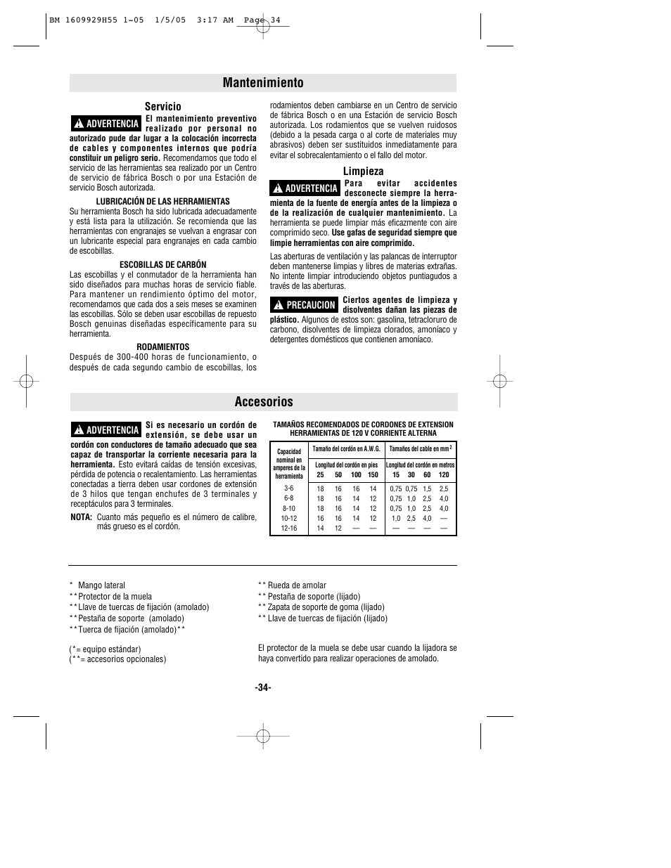 Mantenimiento accesorios, Servicio, Limpieza | Bosch classixx 1853-5 User Manual | Page 34 / 36