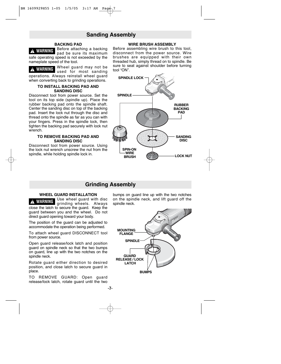 Sanding assembly, Grinding assembly | Bosch classixx 1853-5 User Manual | Page 7 / 36