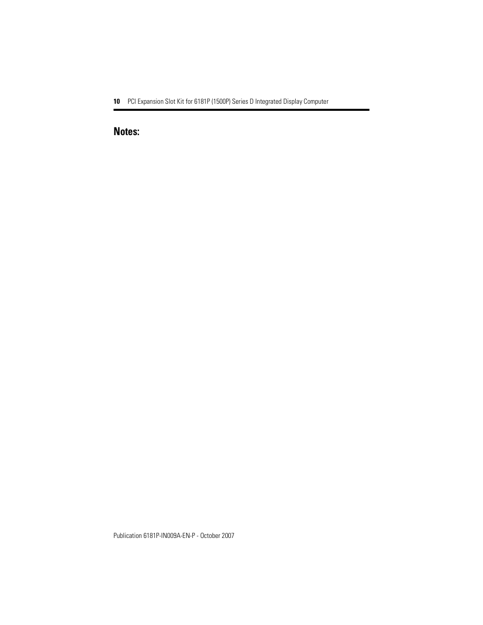 Rockwell Automation 6189V-2PCI15R PCI Expansion Slot Kit 6181P Series D Integrated Display Computer User Manual | Page 10 / 12