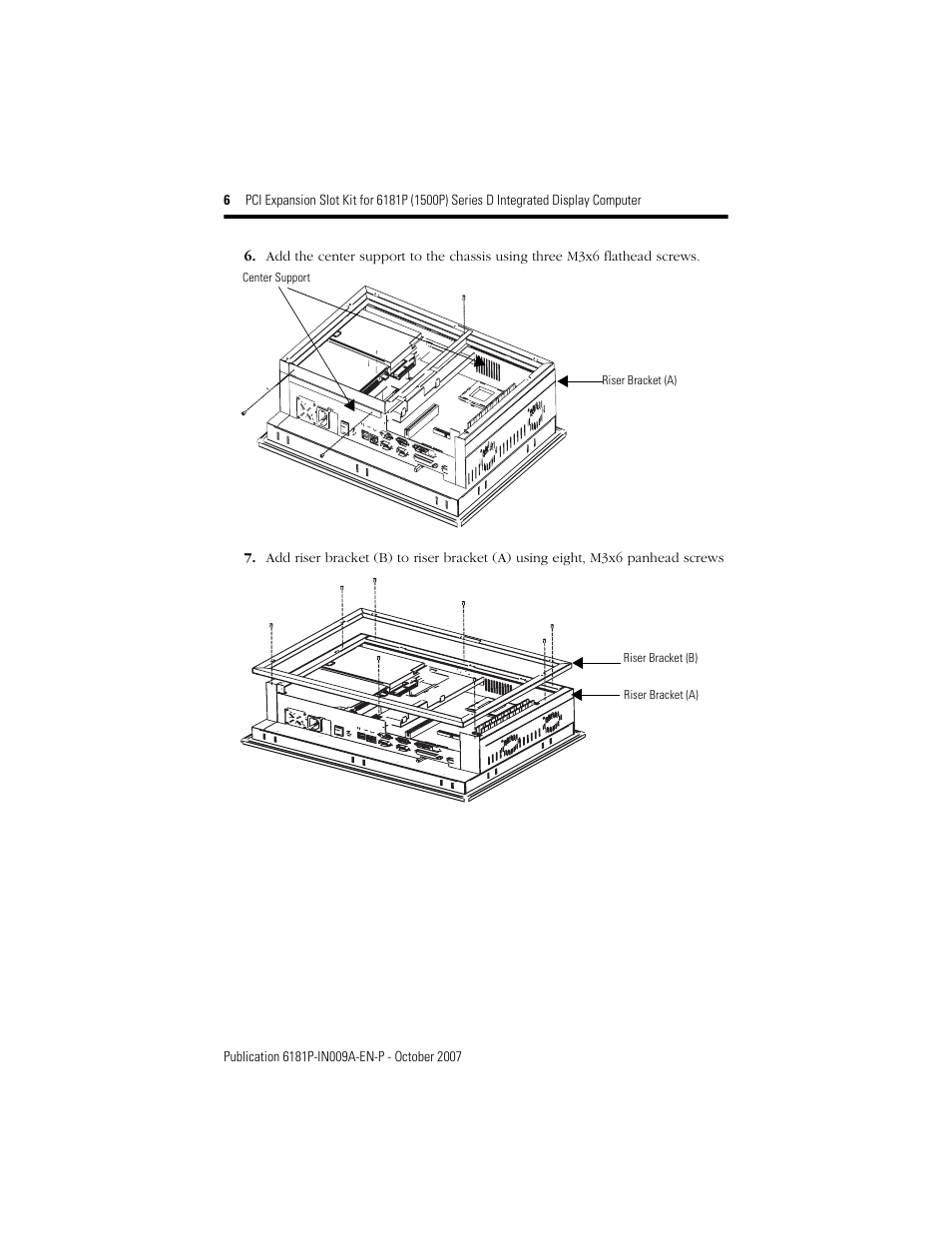 Rockwell Automation 6189V-2PCI15R PCI Expansion Slot Kit 6181P Series D Integrated Display Computer User Manual | Page 6 / 12
