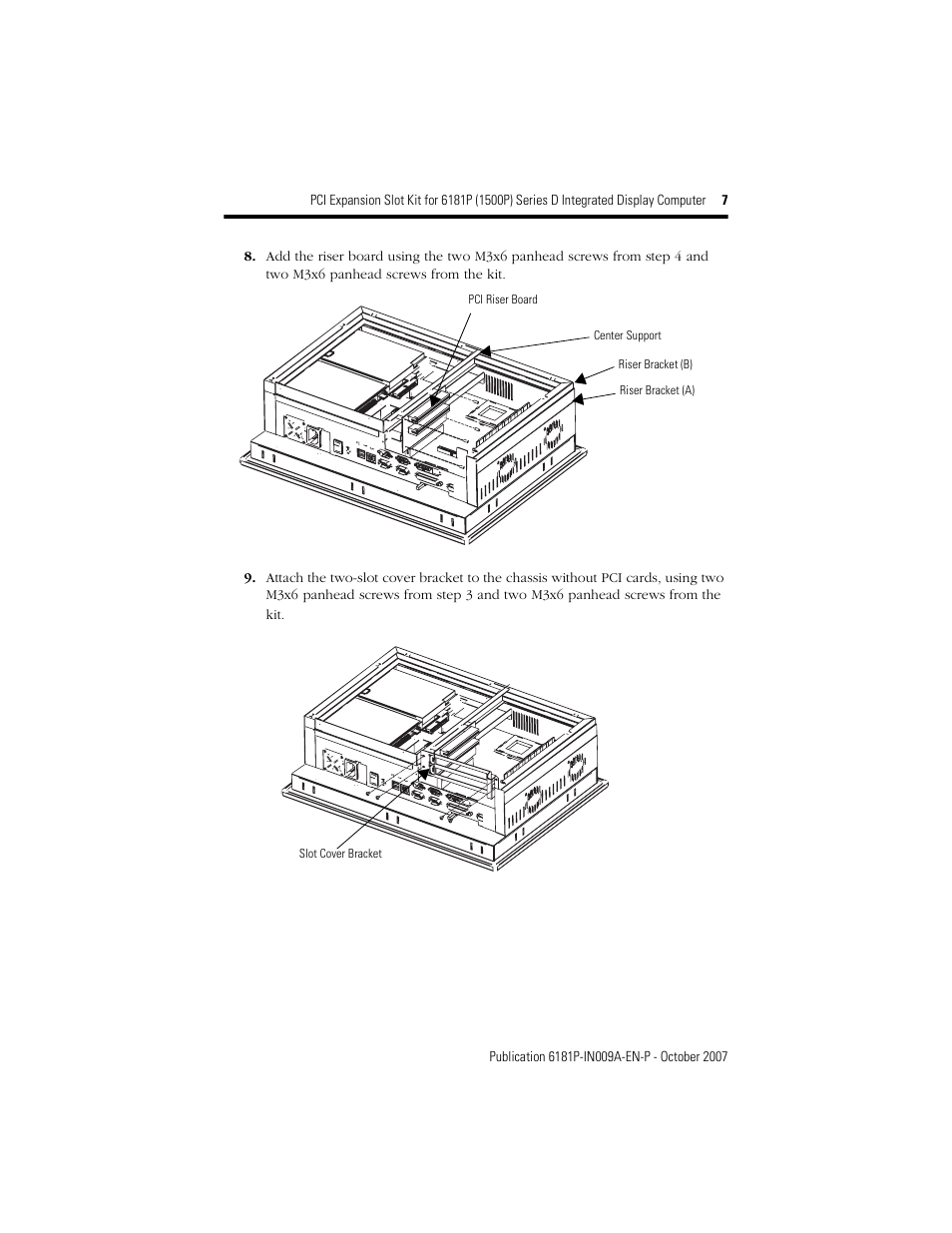 Rockwell Automation 6189V-2PCI15R PCI Expansion Slot Kit 6181P Series D Integrated Display Computer User Manual | Page 7 / 12