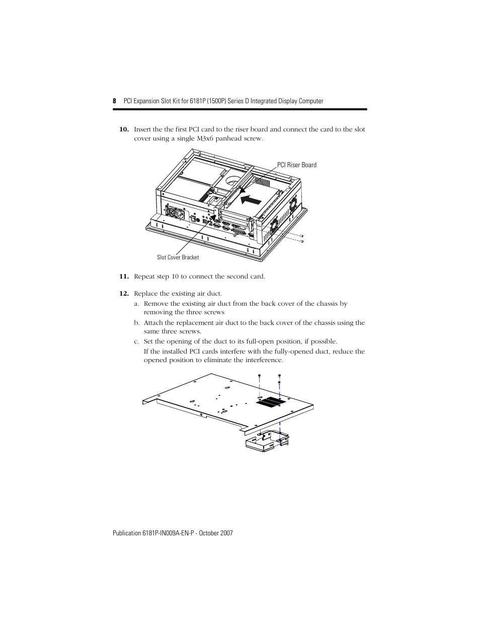 Rockwell Automation 6189V-2PCI15R PCI Expansion Slot Kit 6181P Series D Integrated Display Computer User Manual | Page 8 / 12