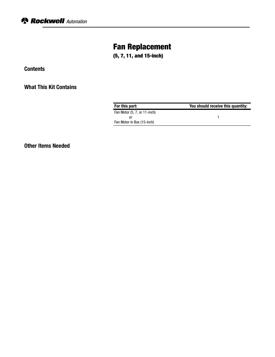 Rockwell Automation 2364E Fan Replacement User Manual | 6 pages
