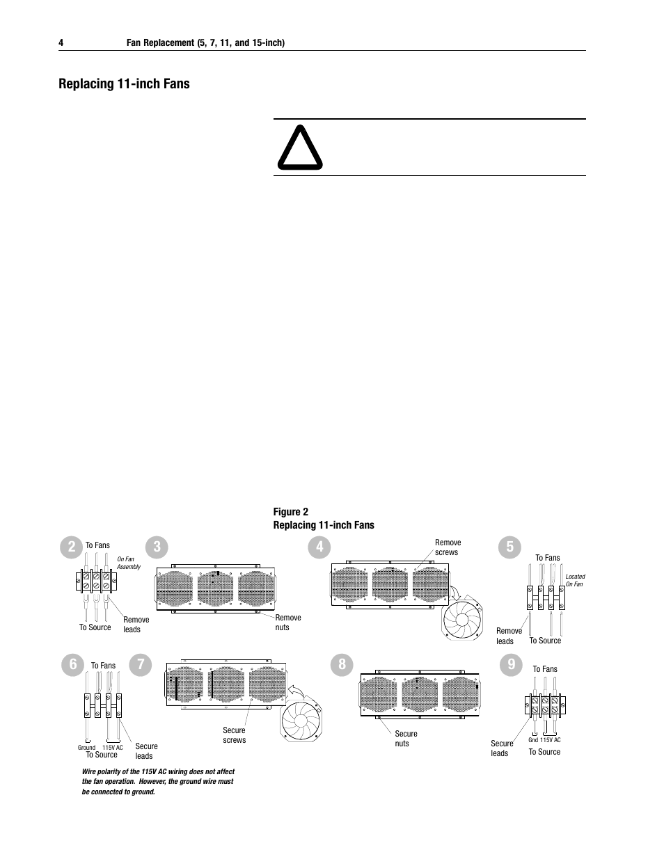 Replacing 11-inch fans | Rockwell Automation 2364E Fan Replacement User Manual | Page 4 / 6