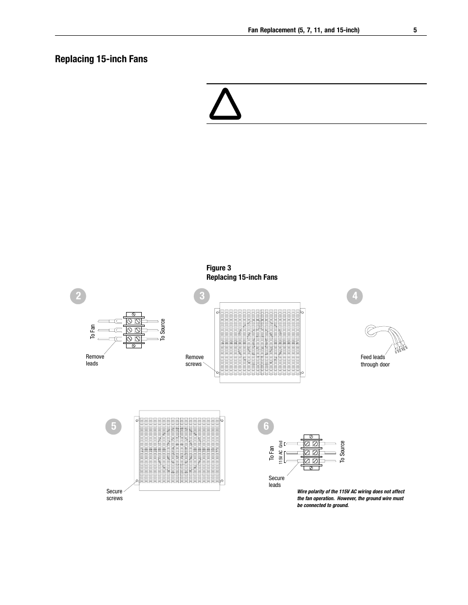 Replacing 15-inch fans | Rockwell Automation 2364E Fan Replacement User Manual | Page 5 / 6