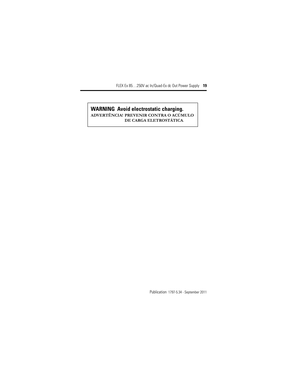 Warning avoid electrostatic charging | Rockwell Automation 1797-PS1N FLEX Ex 85-250V AC In/Quad-Ex DC Out Power Supply User Manual | Page 19 / 20