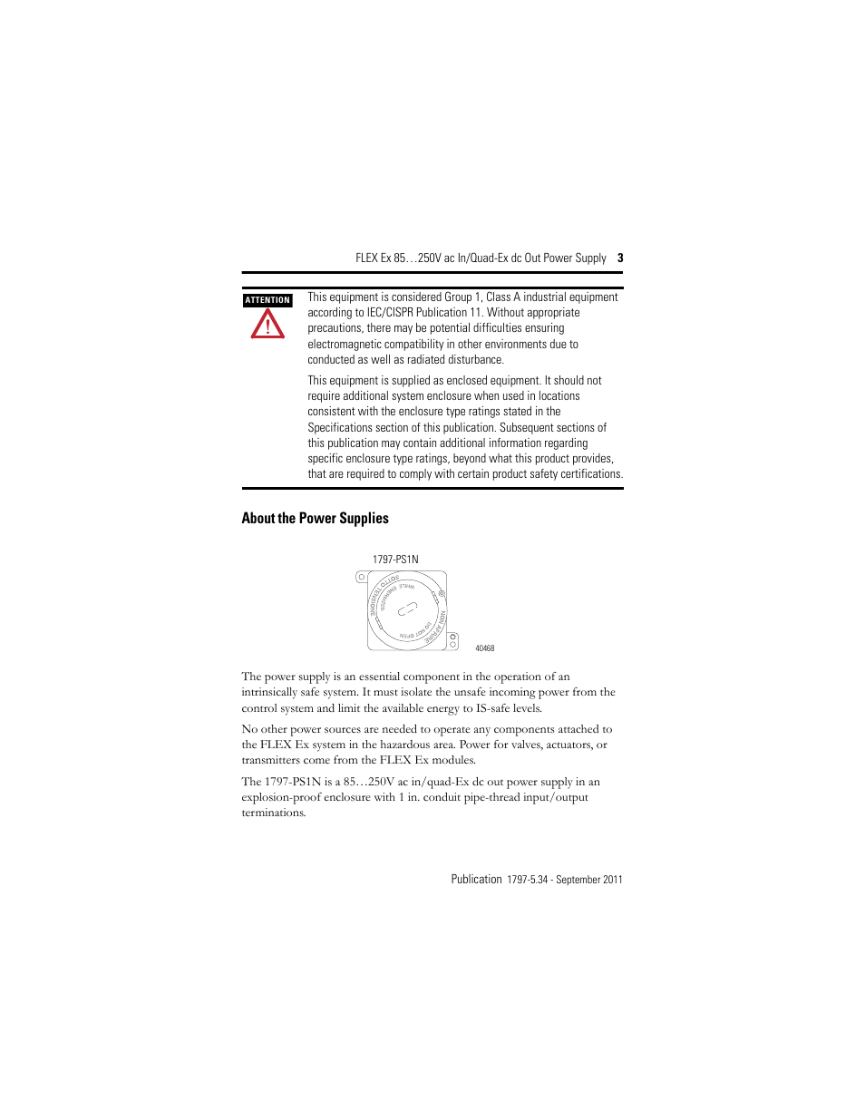 About the power supplies | Rockwell Automation 1797-PS1N FLEX Ex 85-250V AC In/Quad-Ex DC Out Power Supply User Manual | Page 3 / 20