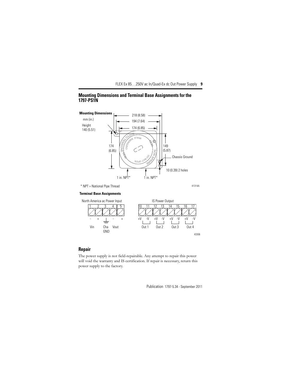 Repair | Rockwell Automation 1797-PS1N FLEX Ex 85-250V AC In/Quad-Ex DC Out Power Supply User Manual | Page 9 / 20