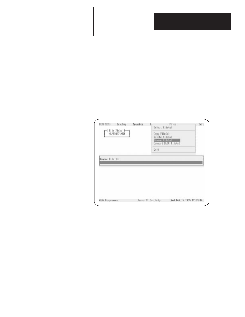 Rename file(s) | Rockwell Automation 2706-ND1 DL40 OFFLINE PROGRAMMING SFTWR.USER MANUAL User Manual | Page 122 / 139