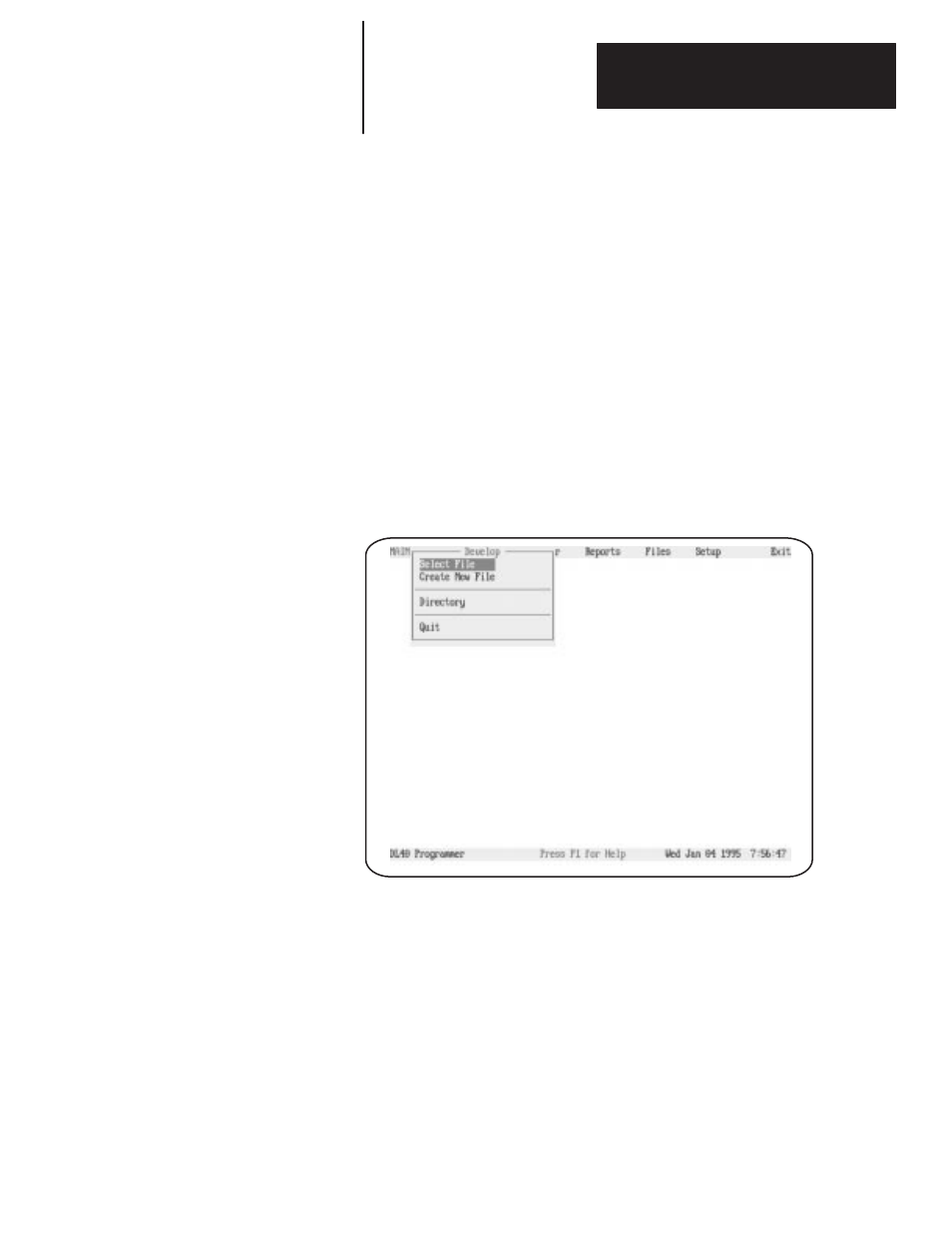 5 - the develop menu, Develop menu top level, The develop menu | Rockwell Automation 2706-ND1 DL40 OFFLINE PROGRAMMING SFTWR.USER MANUAL User Manual | Page 46 / 139
