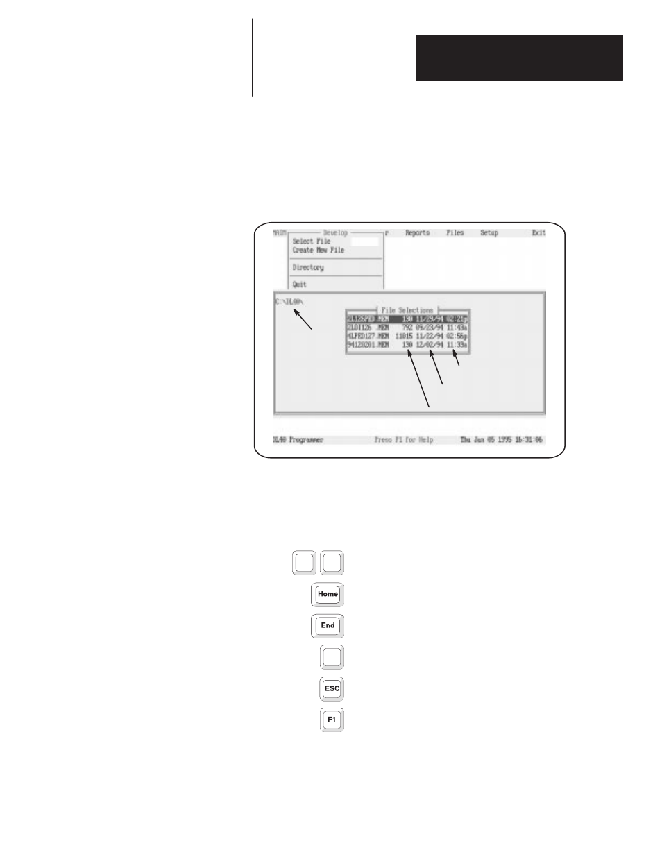 File selections screen | Rockwell Automation 2706-ND1 DL40 OFFLINE PROGRAMMING SFTWR.USER MANUAL User Manual | Page 48 / 139