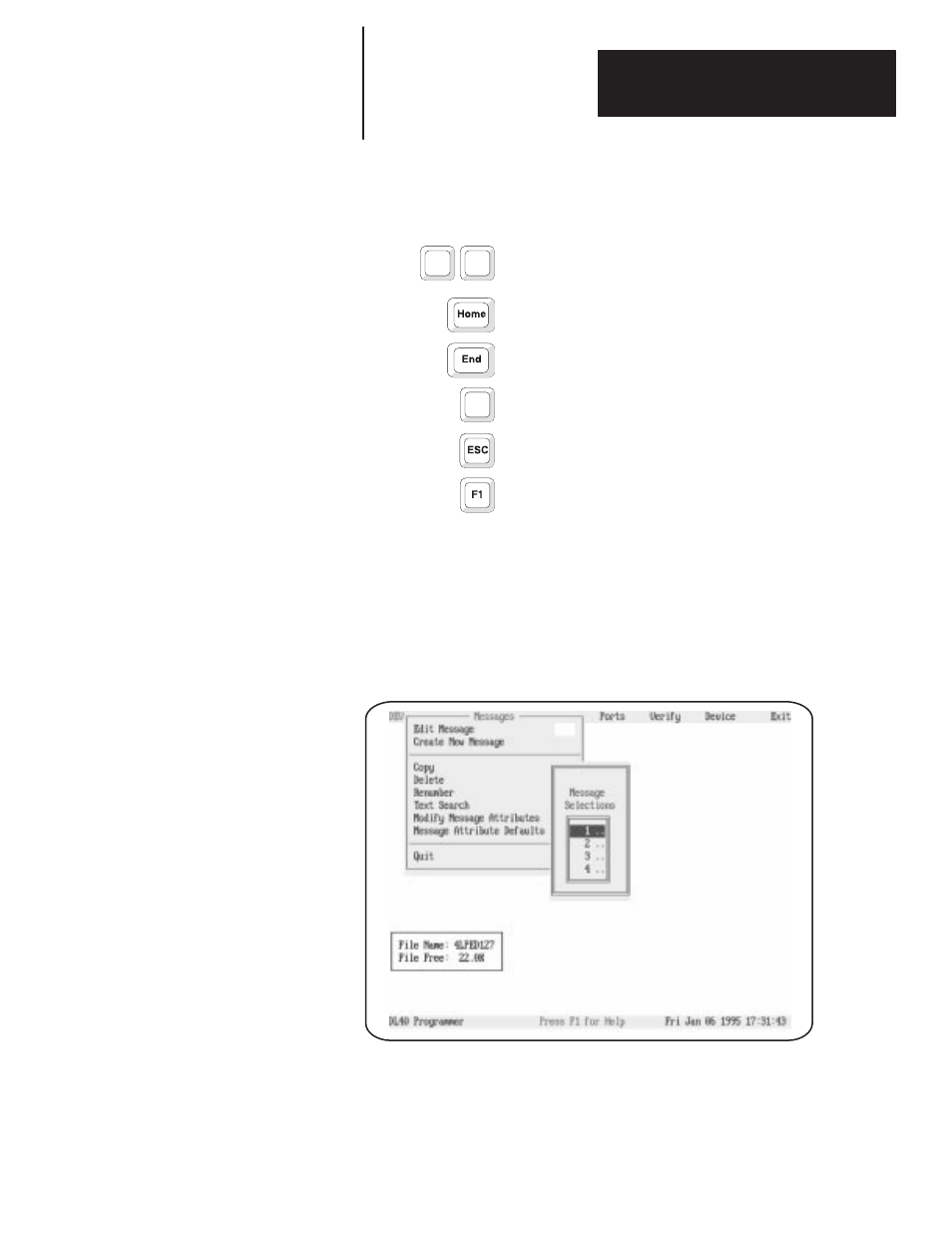 Edit message screen | Rockwell Automation 2706-ND1 DL40 OFFLINE PROGRAMMING SFTWR.USER MANUAL User Manual | Page 54 / 139