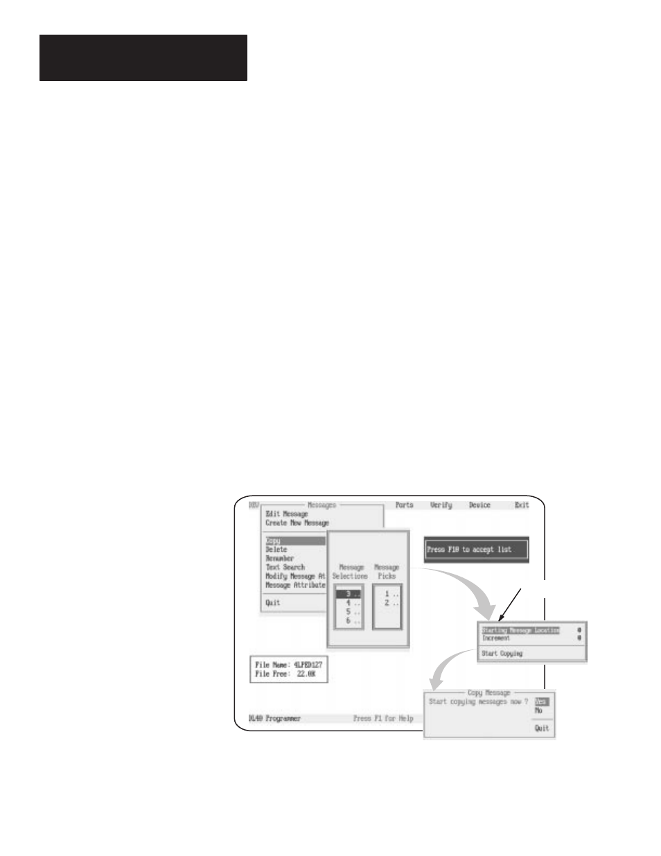Copy (messages) screen | Rockwell Automation 2706-ND1 DL40 OFFLINE PROGRAMMING SFTWR.USER MANUAL User Manual | Page 61 / 139