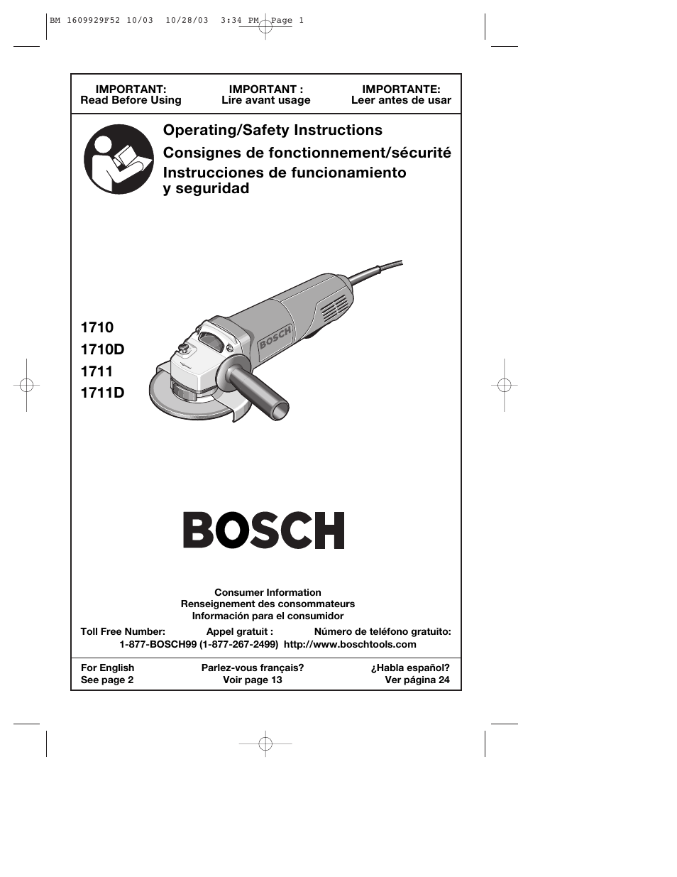 Bosch 1710D User Manual | 36 pages