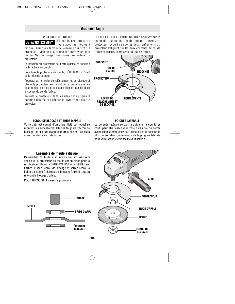 Assemblage | Bosch 1710D User Manual | Page 18 / 36