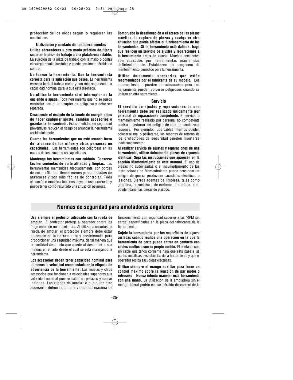 Normas de seguridad para amoladoras angulares | Bosch 1710D User Manual | Page 25 / 36