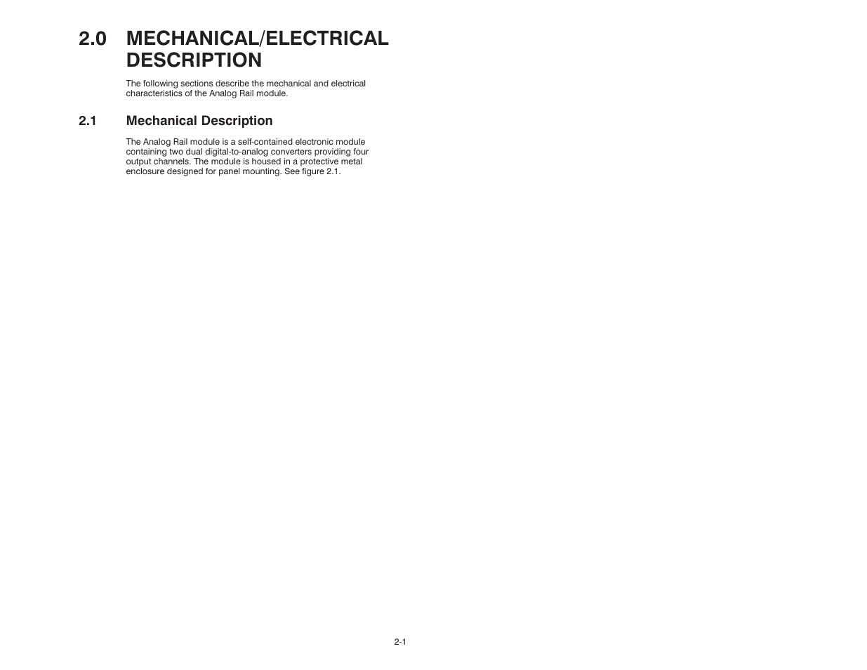 0 mechanical/electrical description, 1 mechanical description | Rockwell Automation 61C365 4 Output 4-20mA Analog Rail User Manual | Page 11 / 46