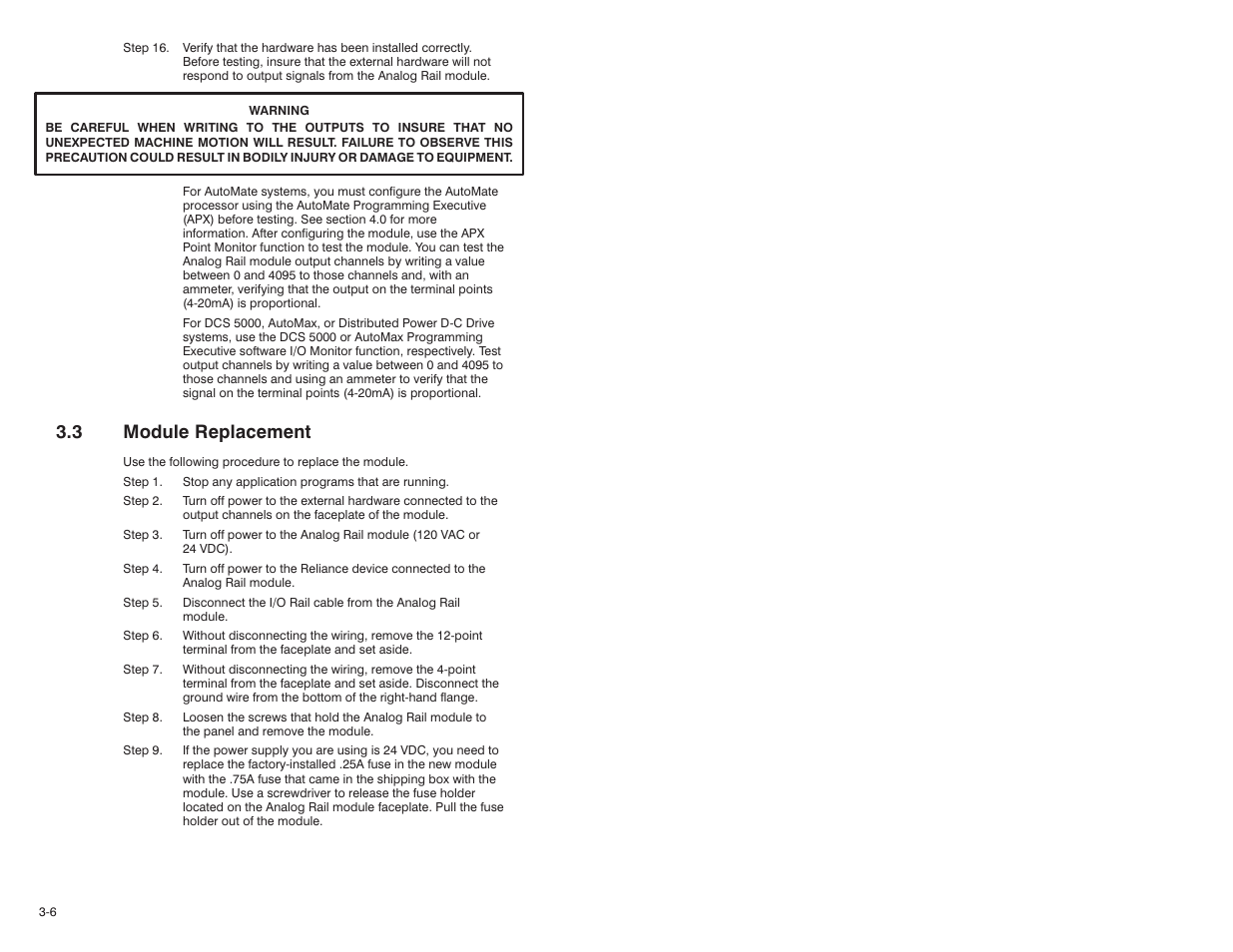 3 module replacement | Rockwell Automation 61C365 4 Output 4-20mA Analog Rail User Manual | Page 20 / 46