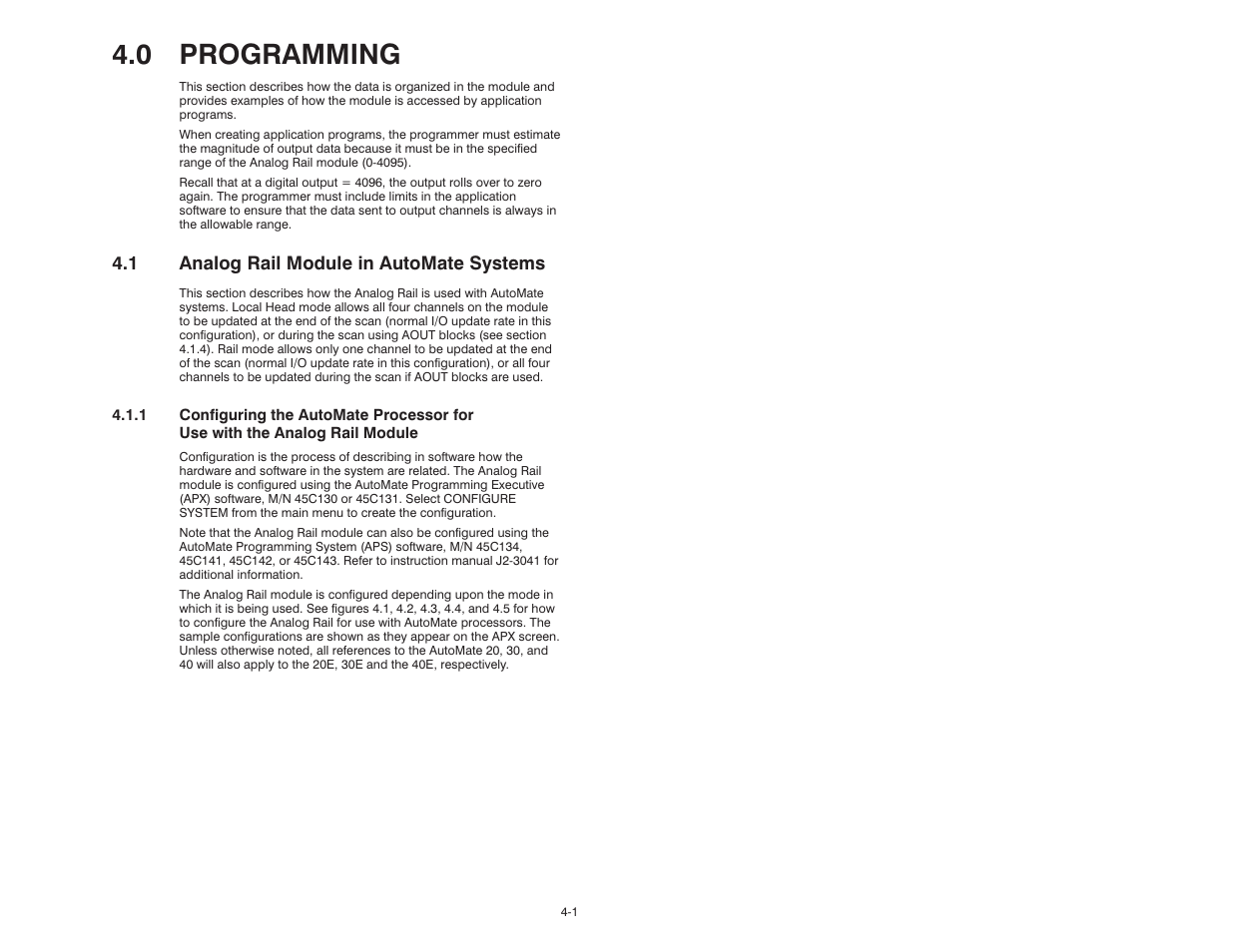 0 programming, 1 analog rail module in automate systems | Rockwell Automation 61C365 4 Output 4-20mA Analog Rail User Manual | Page 23 / 46