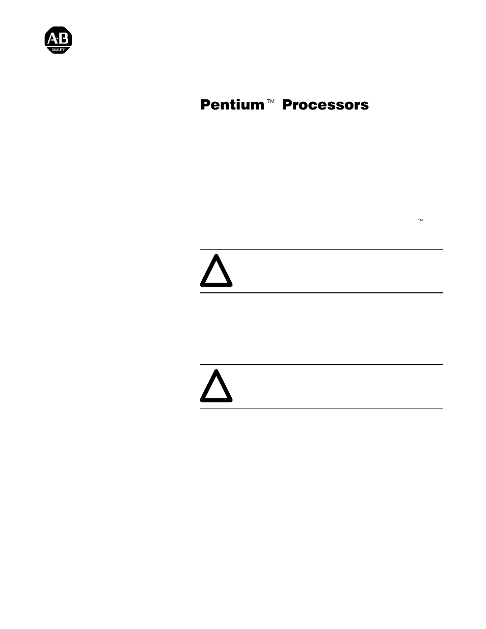 Rockwell Automation 6180 Pentium Processors (for 6180 Industrial Computers) User Manual | 7 pages