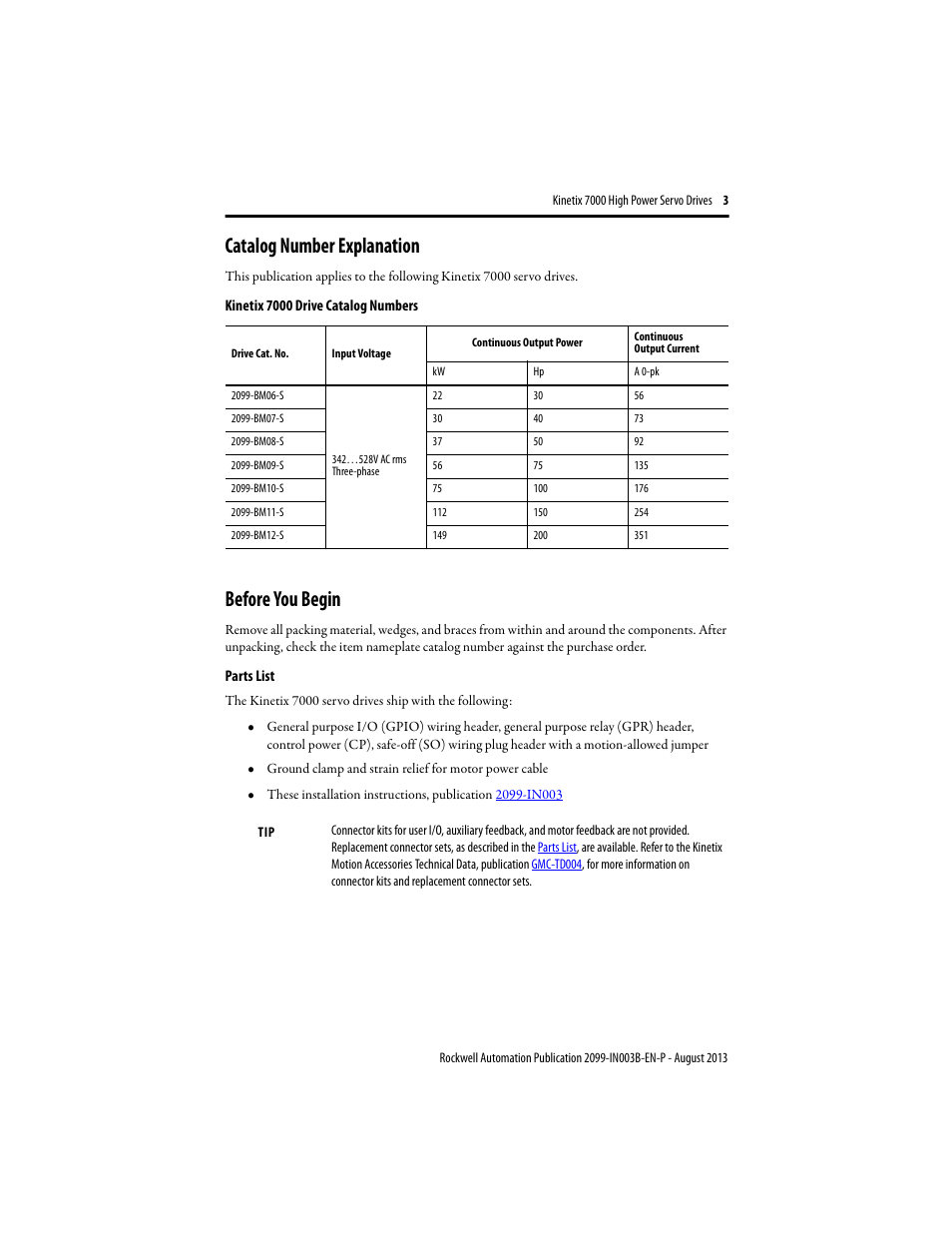 Catalog number explanation, Before you begin | Rockwell Automation 2099-BMxxx Kinetix 7000 High Power Servo Drive Installation Instructions User Manual | Page 3 / 20