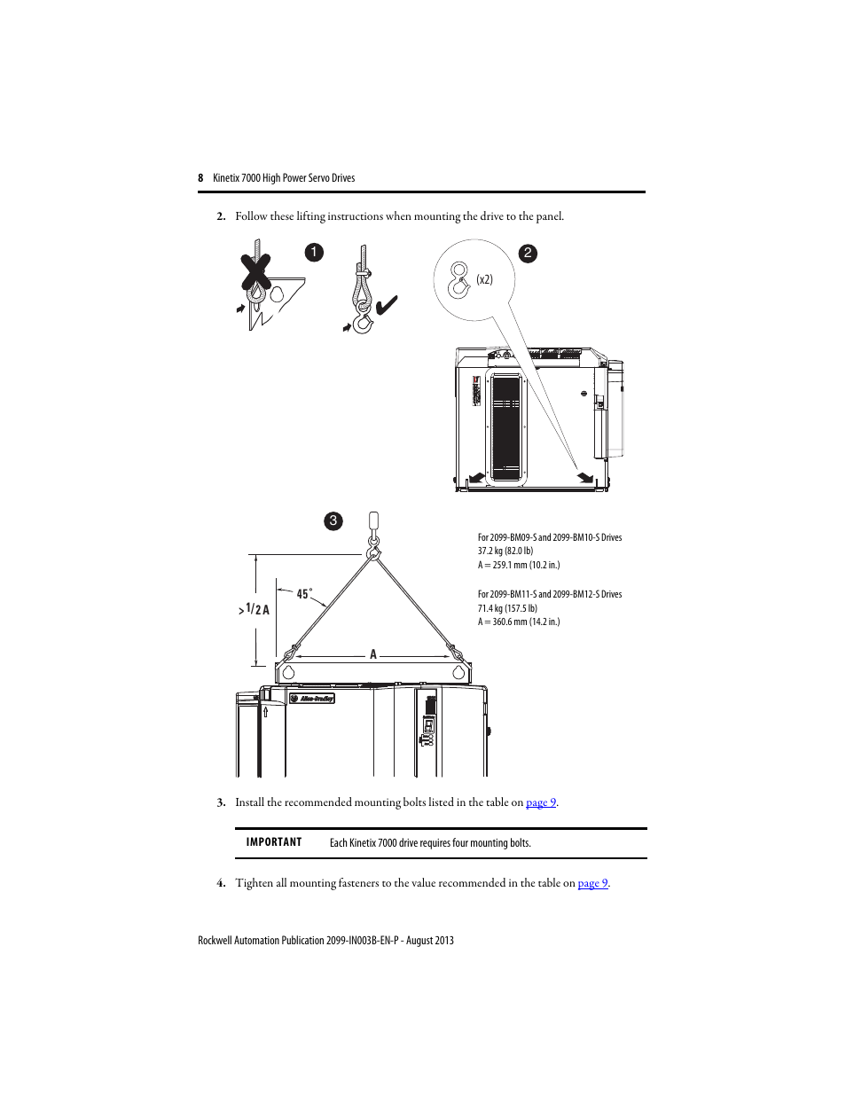Rockwell Automation 2099-BMxxx Kinetix 7000 High Power Servo Drive Installation Instructions User Manual | Page 8 / 20