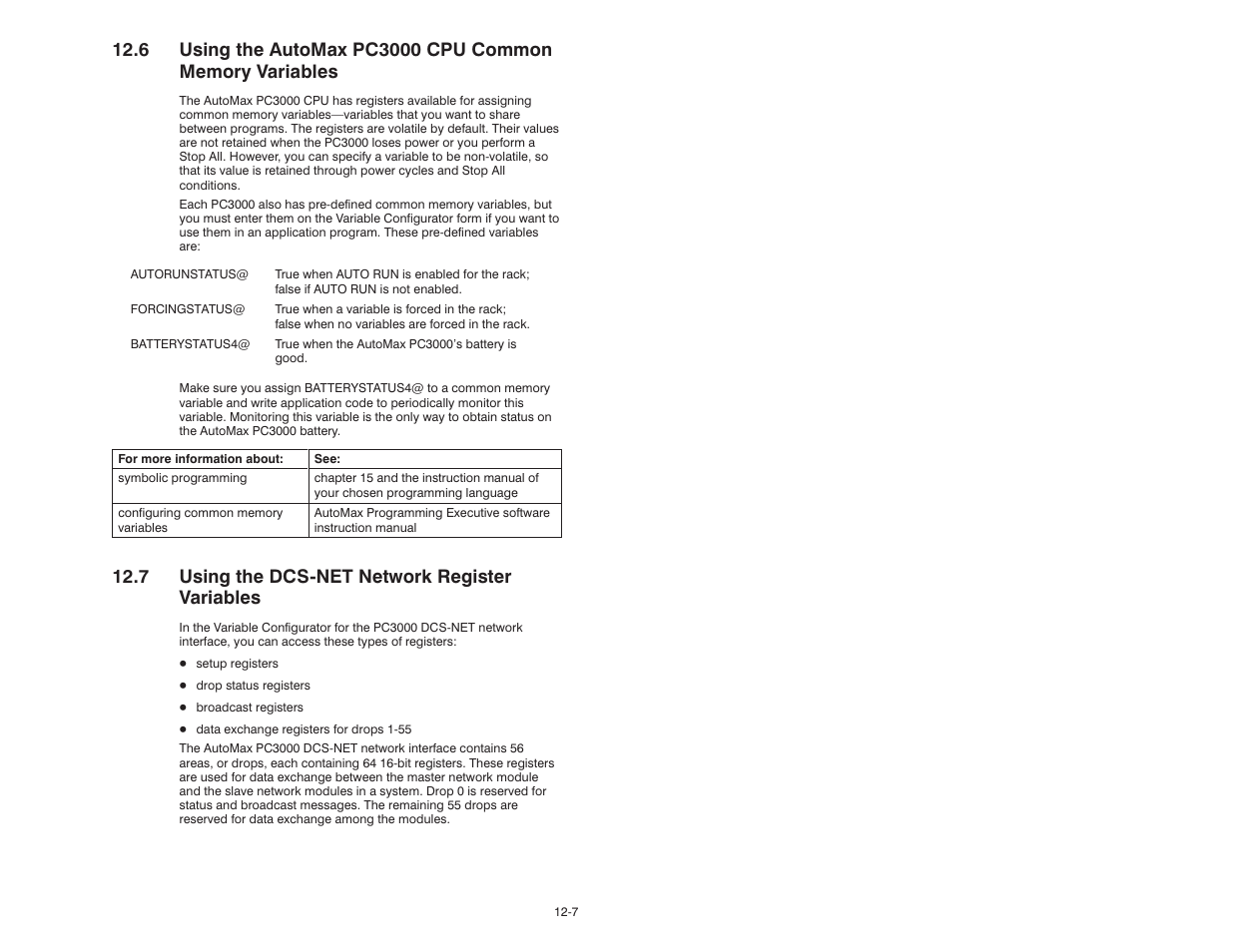 7 using the dcs-net network register variables | Rockwell Automation 57C570 AutoMax PC3000 User Manual User Manual | Page 147 / 294