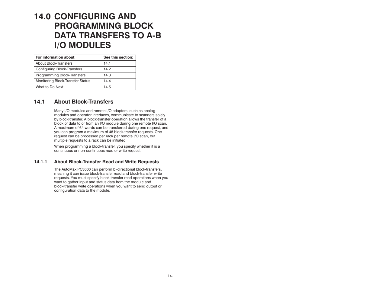 1 about block-transfers | Rockwell Automation 57C570 AutoMax PC3000 User Manual User Manual | Page 159 / 294