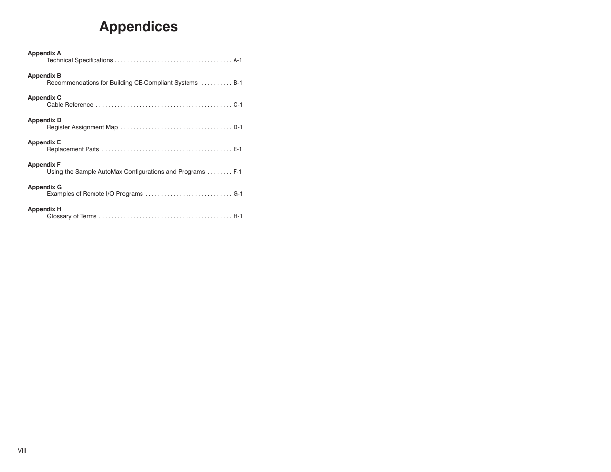 Appendices | Rockwell Automation 57C570 AutoMax PC3000 User Manual User Manual | Page 16 / 294