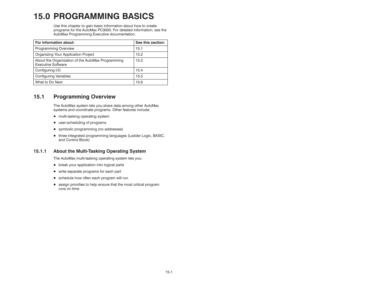 0 - programming basics, 1 programming overview, 0 programming basics | Rockwell Automation 57C570 AutoMax PC3000 User Manual User Manual | Page 171 / 294