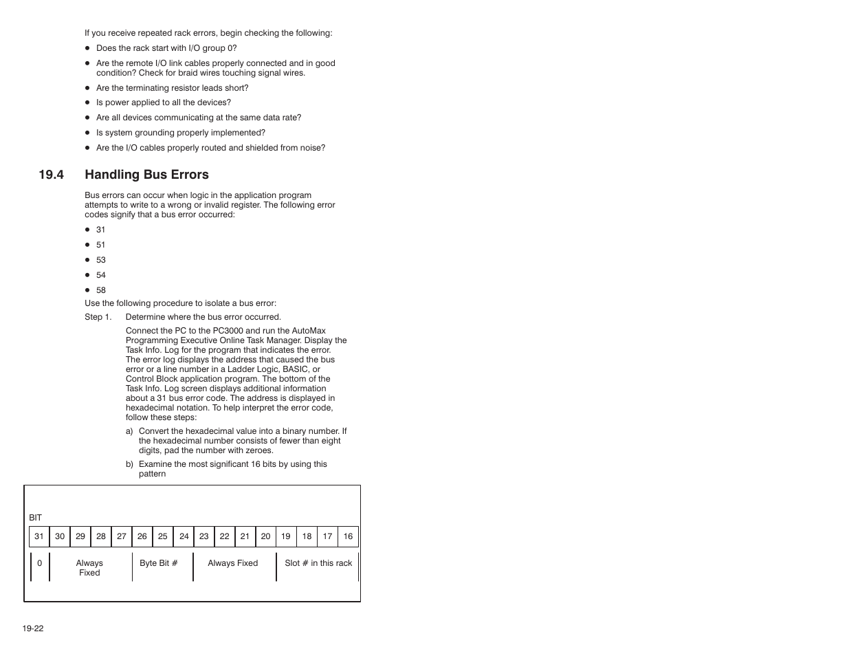 4 handling bus errors | Rockwell Automation 57C570 AutoMax PC3000 User Manual User Manual | Page 214 / 294