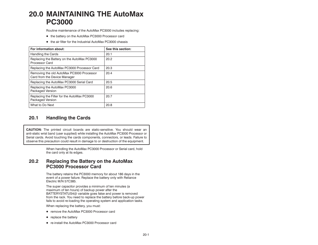 0 - maintaining the automax pc3000, 1 handling the cards | Rockwell Automation 57C570 AutoMax PC3000 User Manual User Manual | Page 219 / 294
