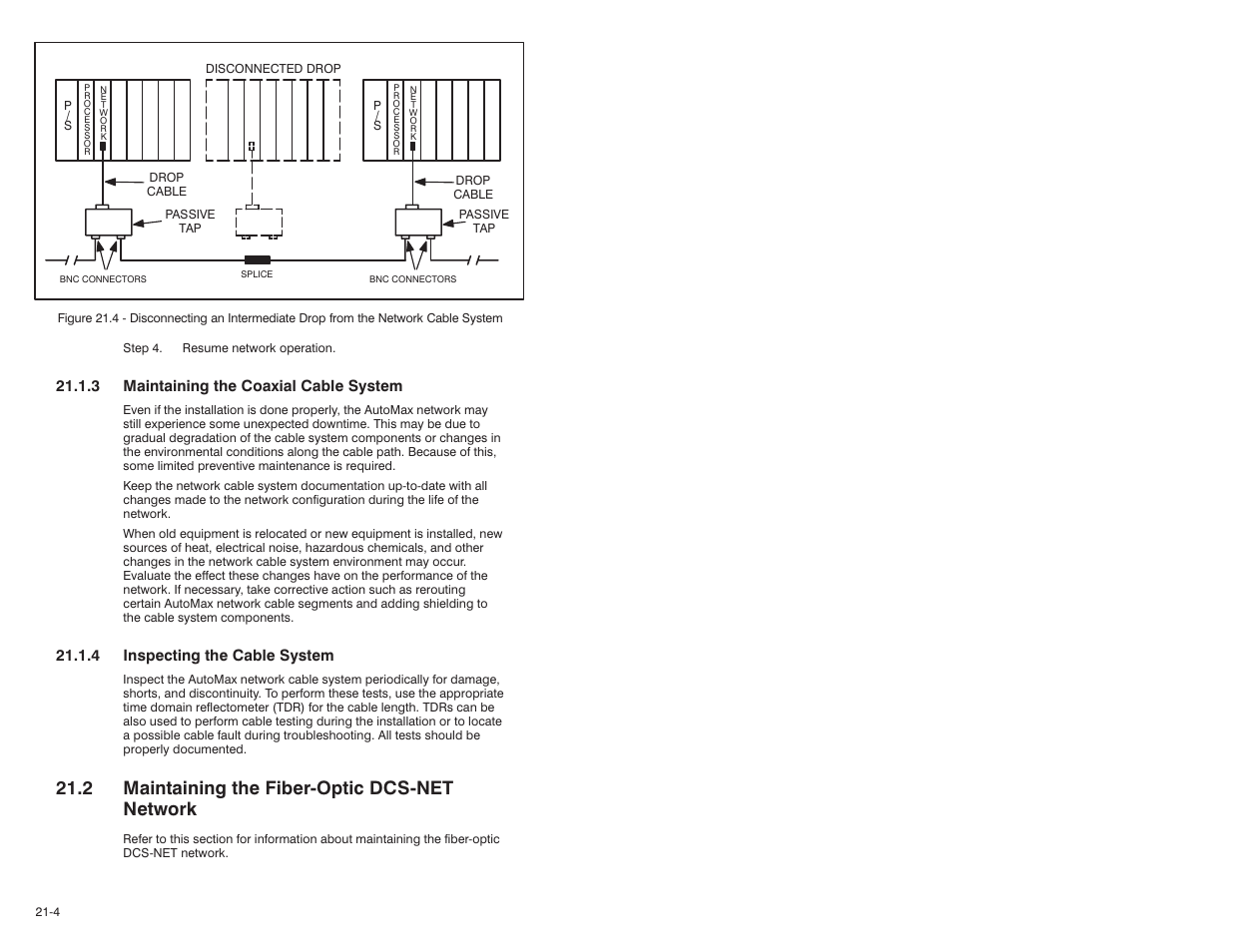 2 maintaining the fiber-optic dcs-net network, 2 maintaining the fiberćoptic dcsćnet network, 3 maintaining the coaxial cable system | 4 inspecting the cable system | Rockwell Automation 57C570 AutoMax PC3000 User Manual User Manual | Page 236 / 294