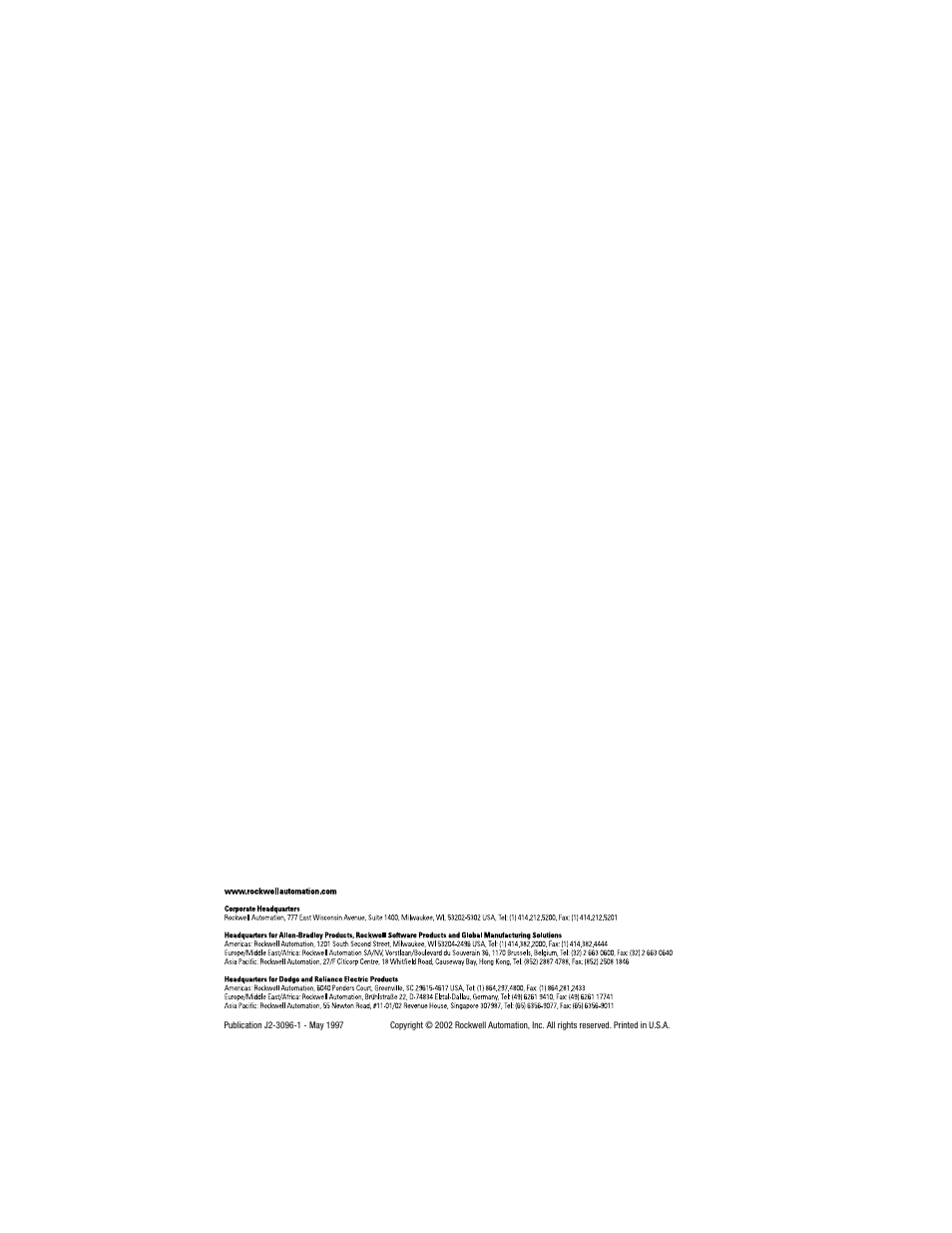 Back cover | Rockwell Automation 57C570 AutoMax PC3000 User Manual User Manual | Page 294 / 294