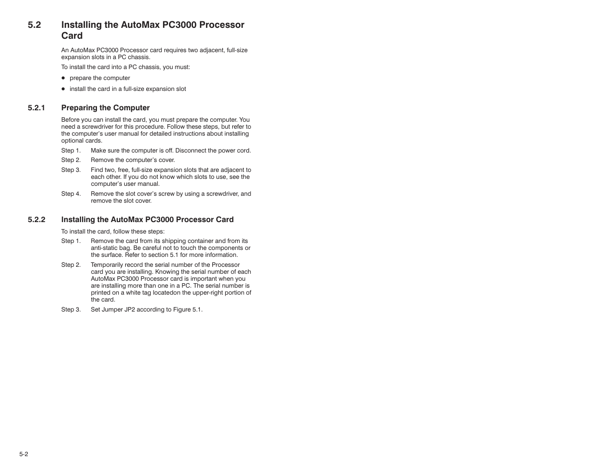 2 installing the automax pc3000 processor card | Rockwell Automation 57C570 AutoMax PC3000 User Manual User Manual | Page 80 / 294