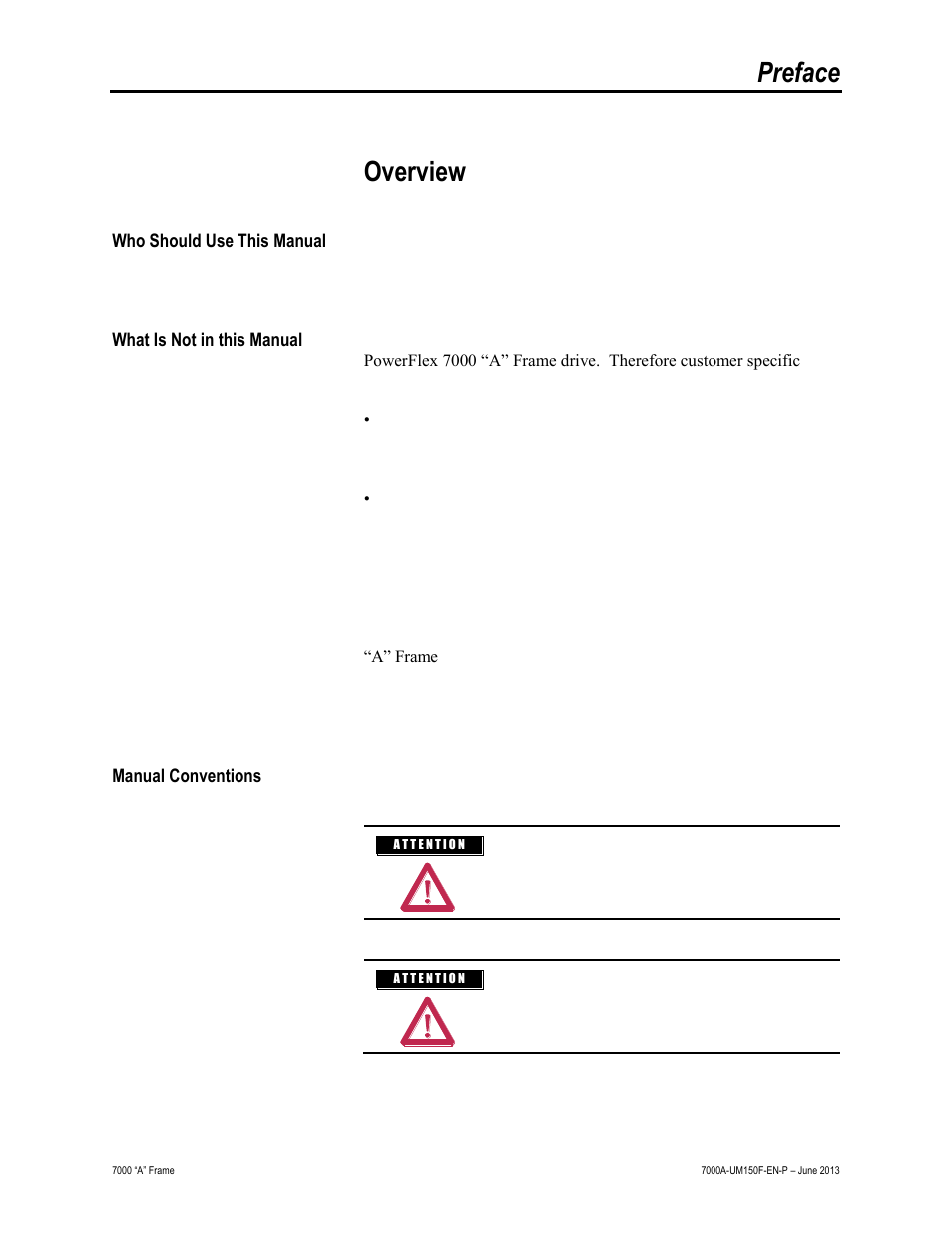 Preface, Overview | Rockwell Automation 7000A PowerFlex Medium Voltage Drive (A-Frame) - Classic Control User Manual | Page 15 / 515