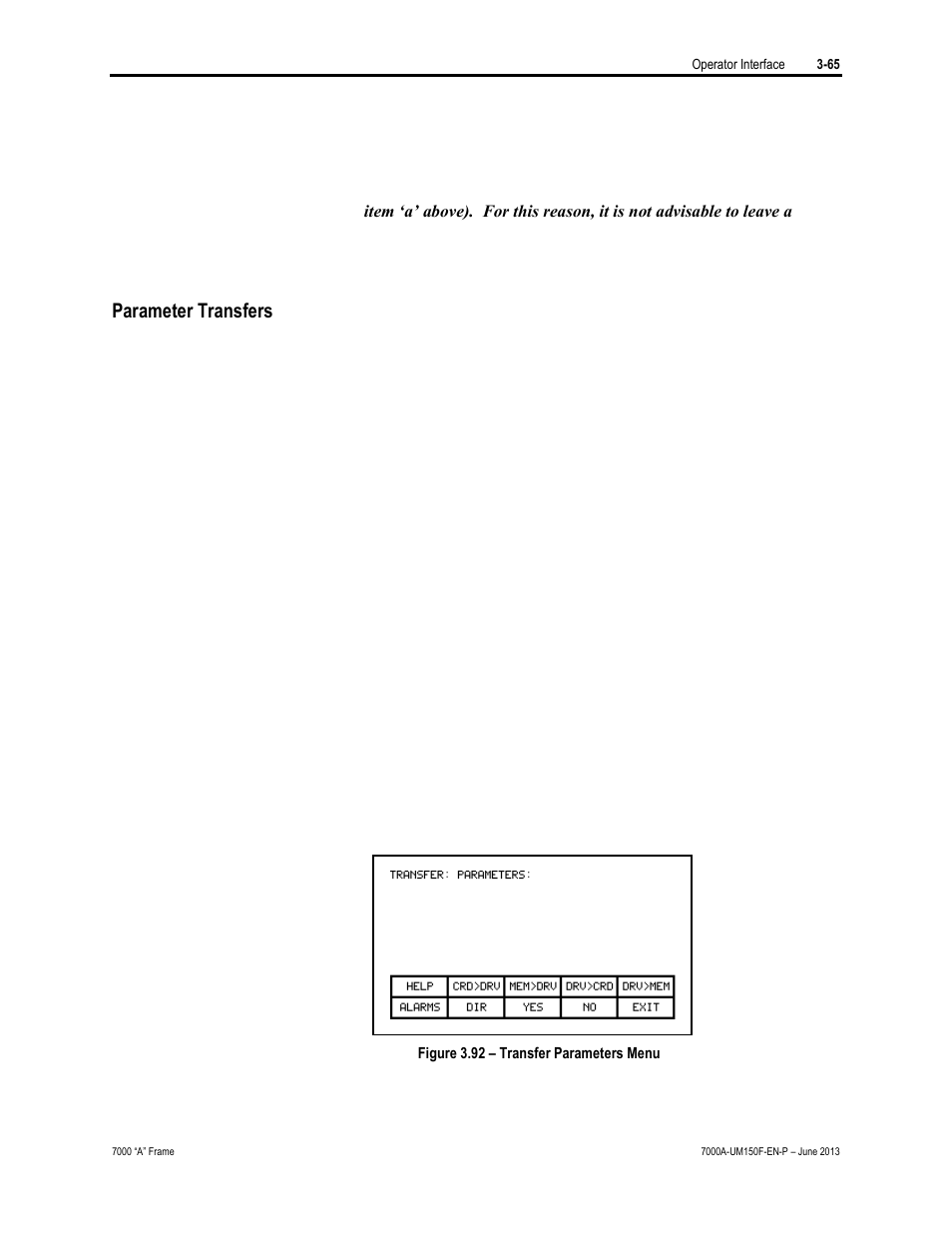 Warning, Parameter transfers | Rockwell Automation 7000A PowerFlex Medium Voltage Drive (A-Frame) - Classic Control User Manual | Page 159 / 515
