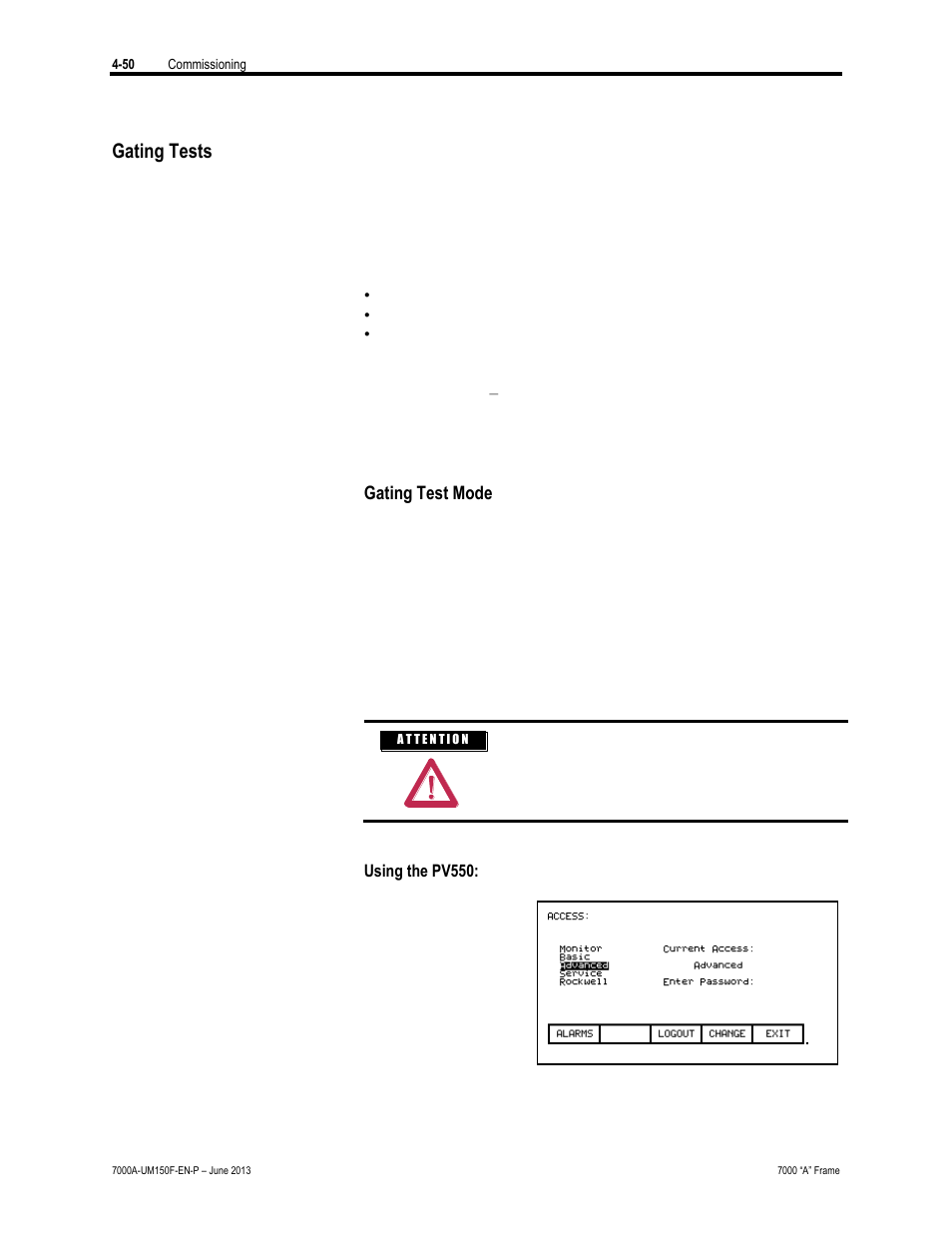 Gating tests | Rockwell Automation 7000A PowerFlex Medium Voltage Drive (A-Frame) - Classic Control User Manual | Page 224 / 515