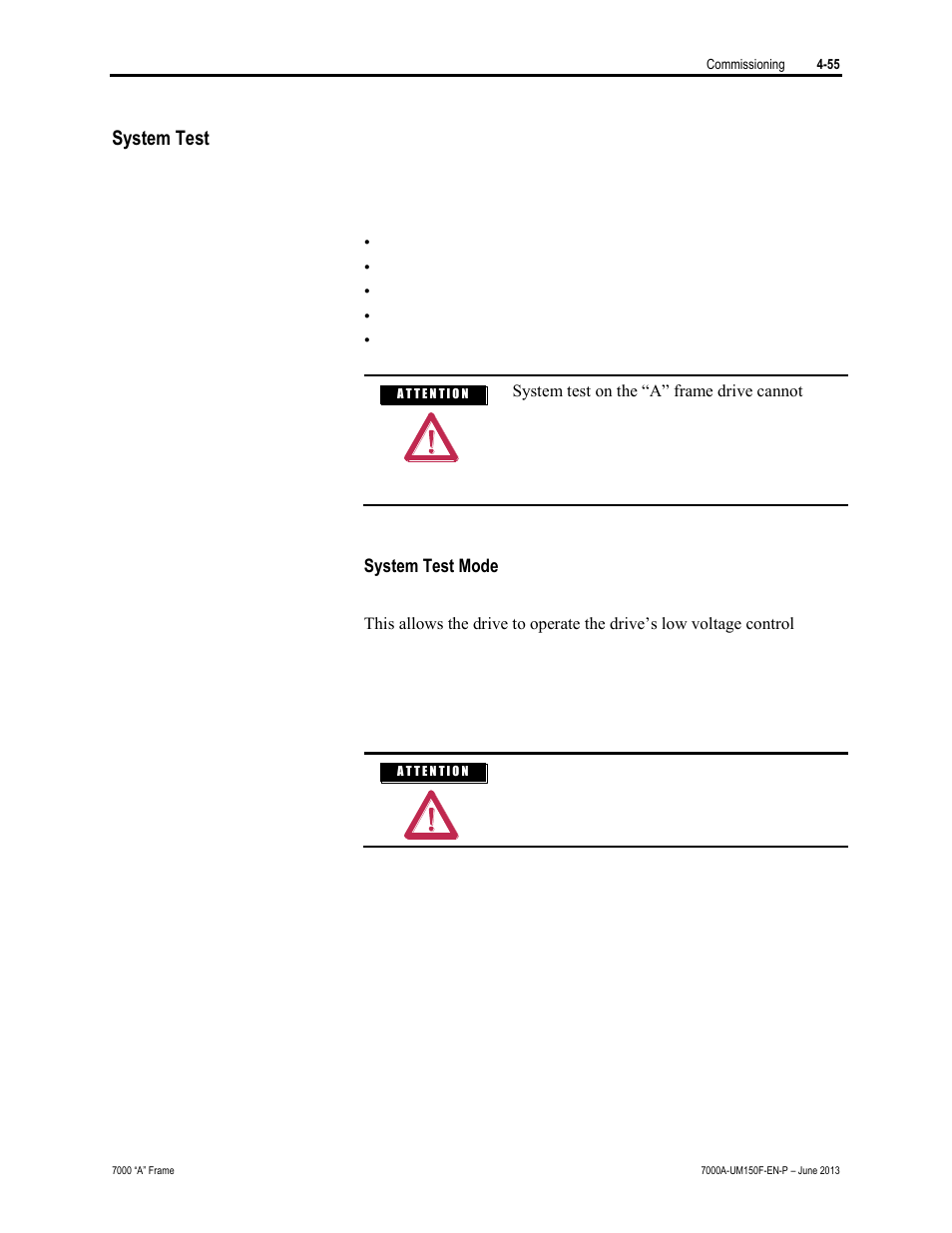 System test | Rockwell Automation 7000A PowerFlex Medium Voltage Drive (A-Frame) - Classic Control User Manual | Page 229 / 515