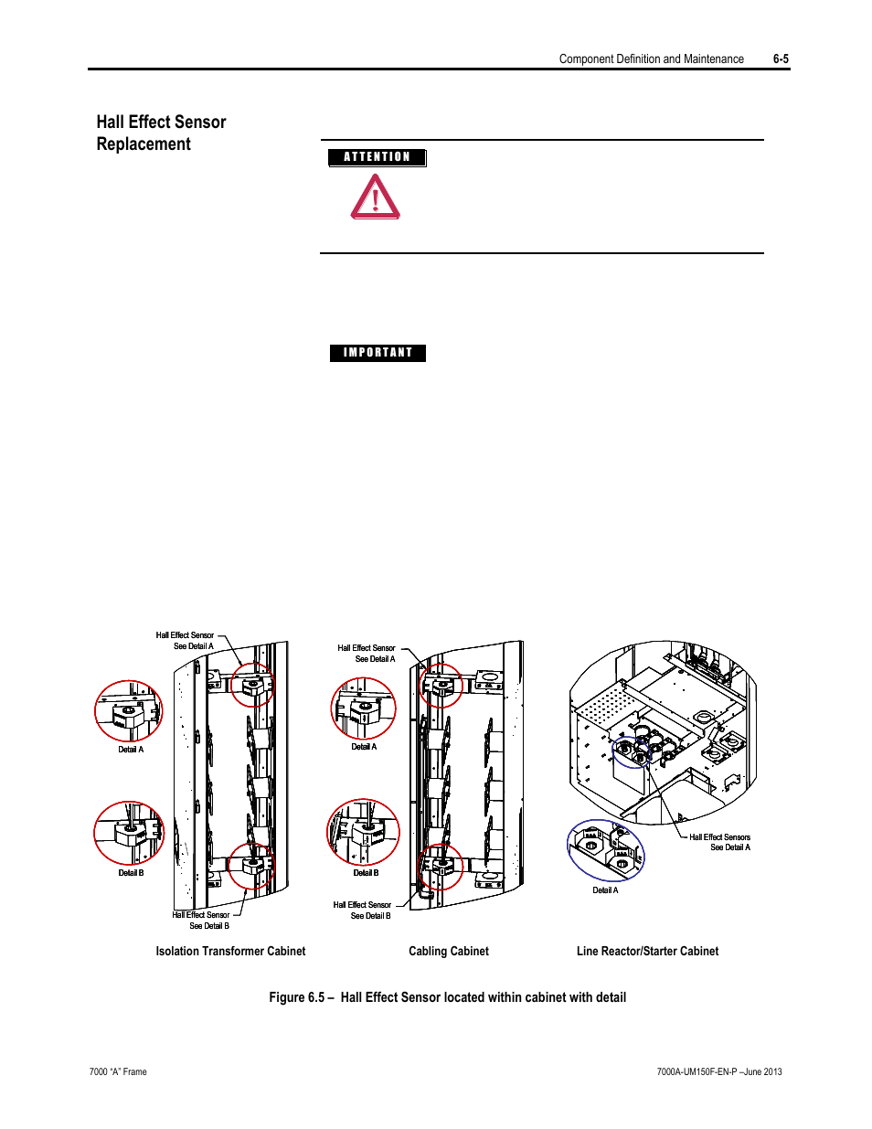 Hall effect sensor replacement, Ensure there is no power to the equipment | Rockwell Automation 7000A PowerFlex Medium Voltage Drive (A-Frame) - Classic Control User Manual | Page 309 / 515