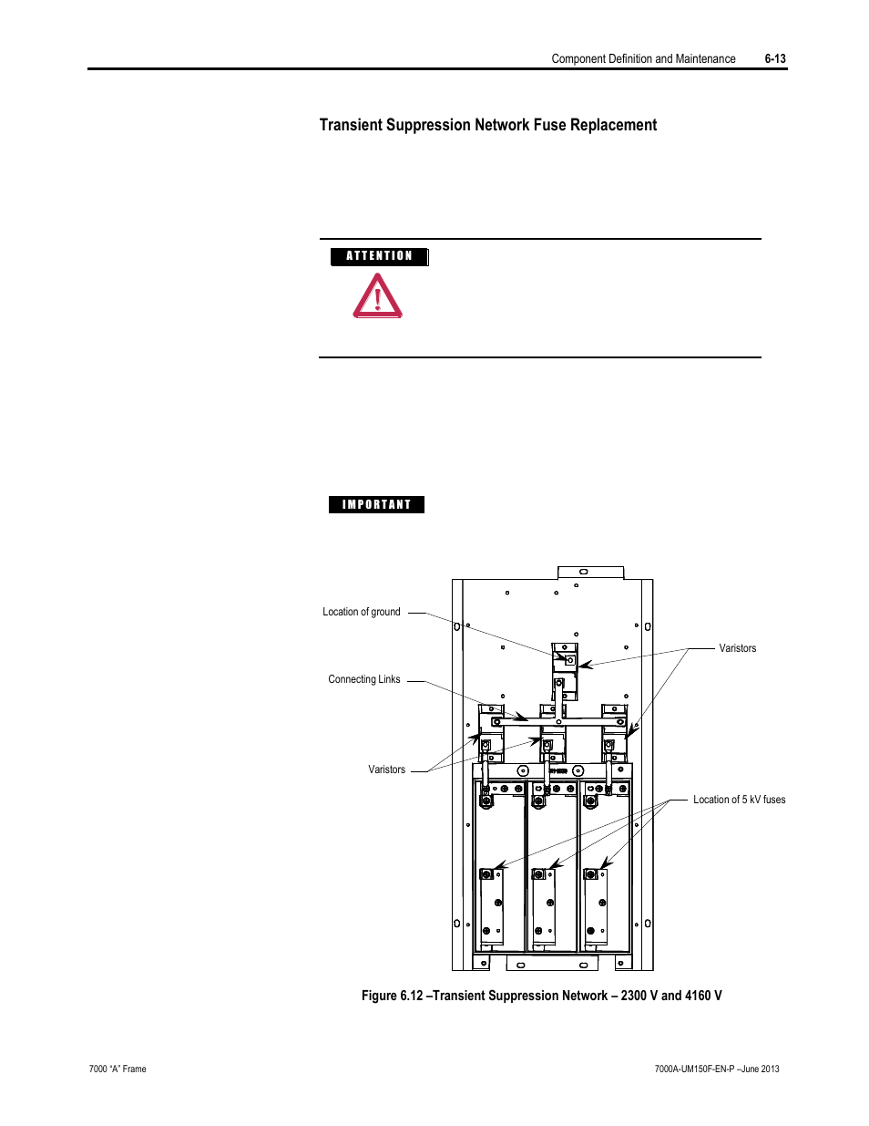 Transient suppression network fuse replacement | Rockwell Automation 7000A PowerFlex Medium Voltage Drive (A-Frame) - Classic Control User Manual | Page 317 / 515