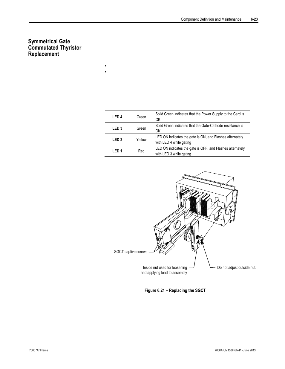 Symmetrical gate commutated thyristor replacement | Rockwell Automation 7000A PowerFlex Medium Voltage Drive (A-Frame) - Classic Control User Manual | Page 327 / 515