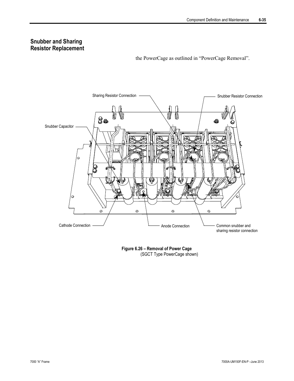 Snubber and sharing resistor replacement | Rockwell Automation 7000A PowerFlex Medium Voltage Drive (A-Frame) - Classic Control User Manual | Page 339 / 515
