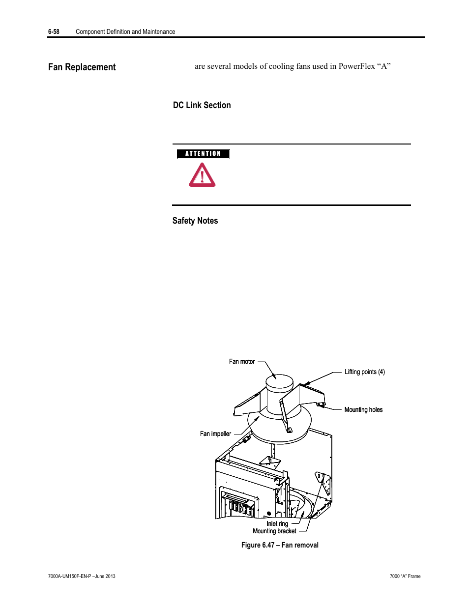 Fan replacement | Rockwell Automation 7000A PowerFlex Medium Voltage Drive (A-Frame) - Classic Control User Manual | Page 362 / 515