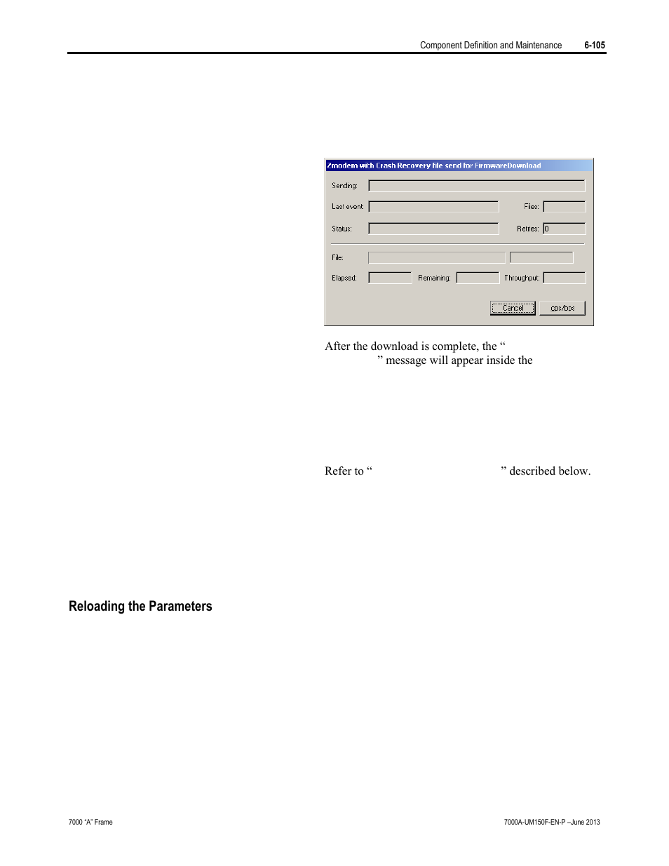 Reloading the parameters | Rockwell Automation 7000A PowerFlex Medium Voltage Drive (A-Frame) - Classic Control User Manual | Page 409 / 515