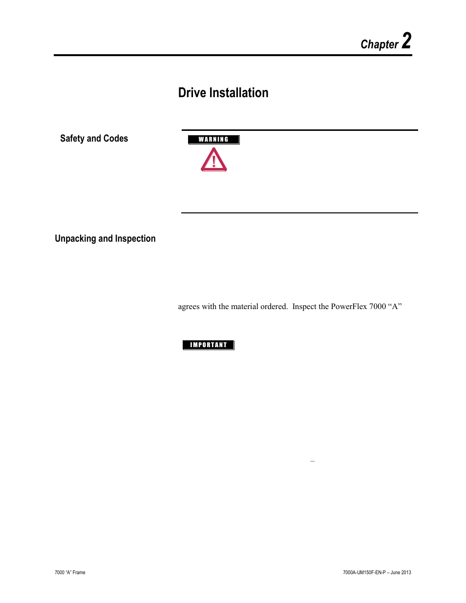 Drive installation, Chapter | Rockwell Automation 7000A PowerFlex Medium Voltage Drive (A-Frame) - Classic Control User Manual | Page 41 / 515