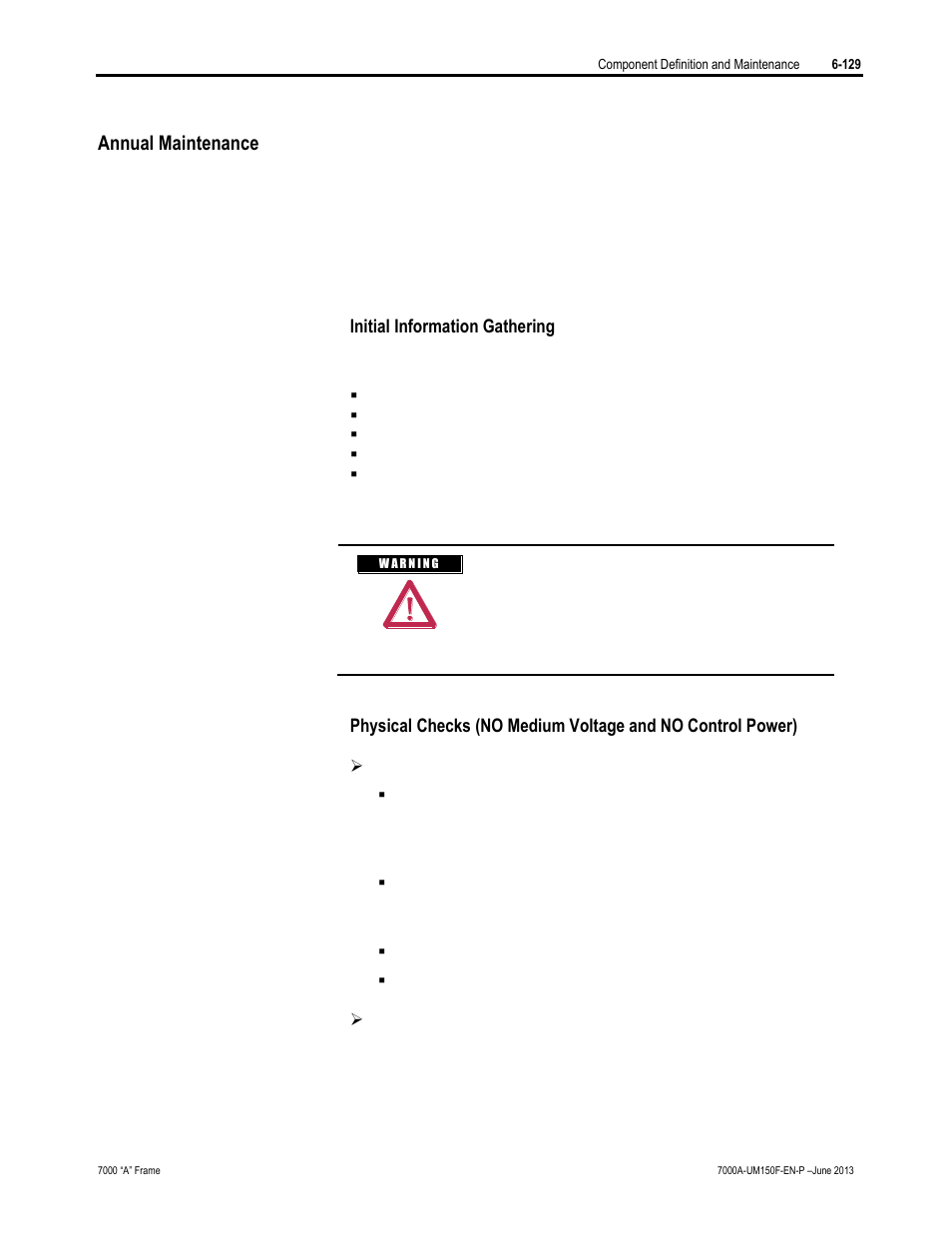 Annual maintenance | Rockwell Automation 7000A PowerFlex Medium Voltage Drive (A-Frame) - Classic Control User Manual | Page 433 / 515