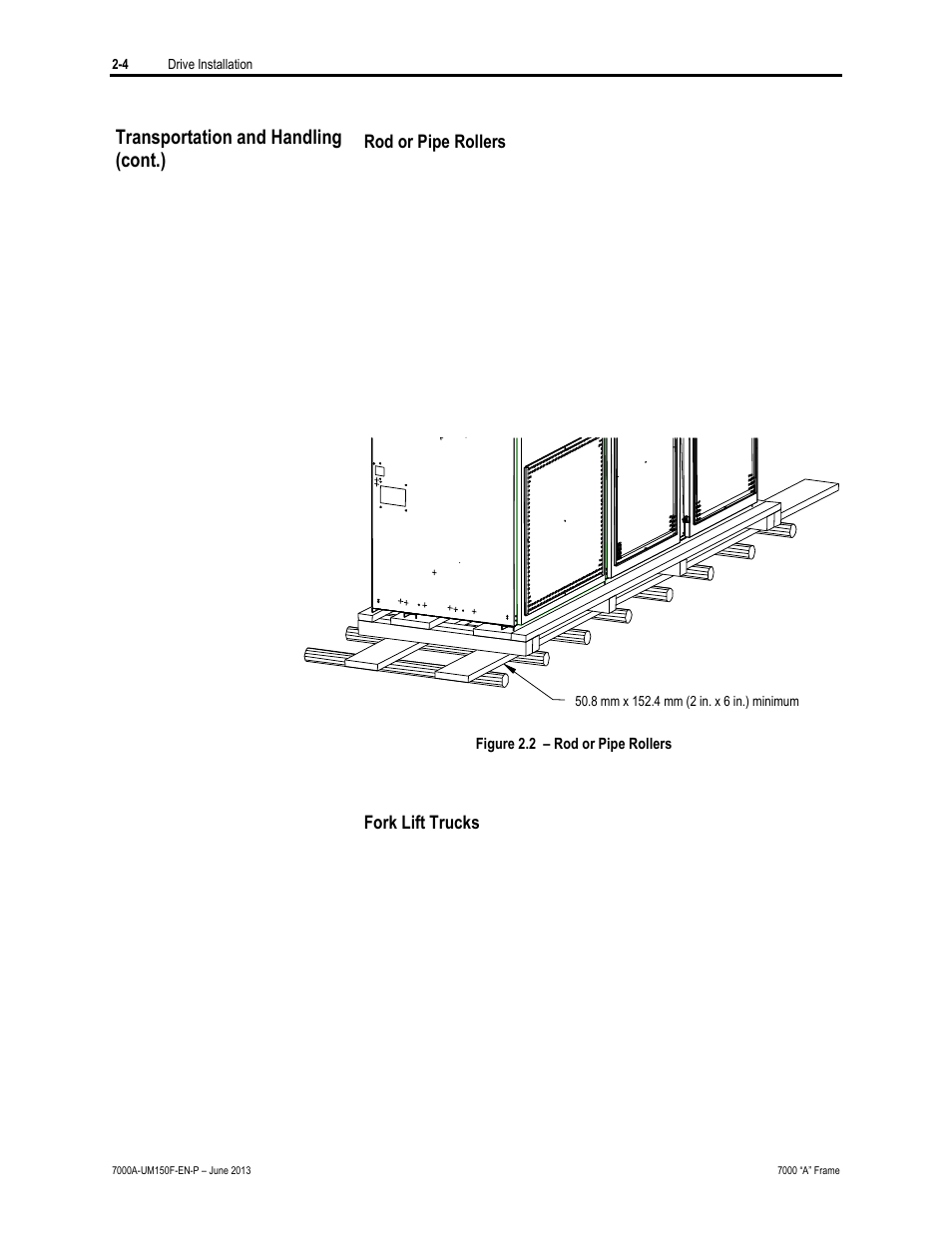 Transportation and handling (cont.) | Rockwell Automation 7000A PowerFlex Medium Voltage Drive (A-Frame) - Classic Control User Manual | Page 44 / 515
