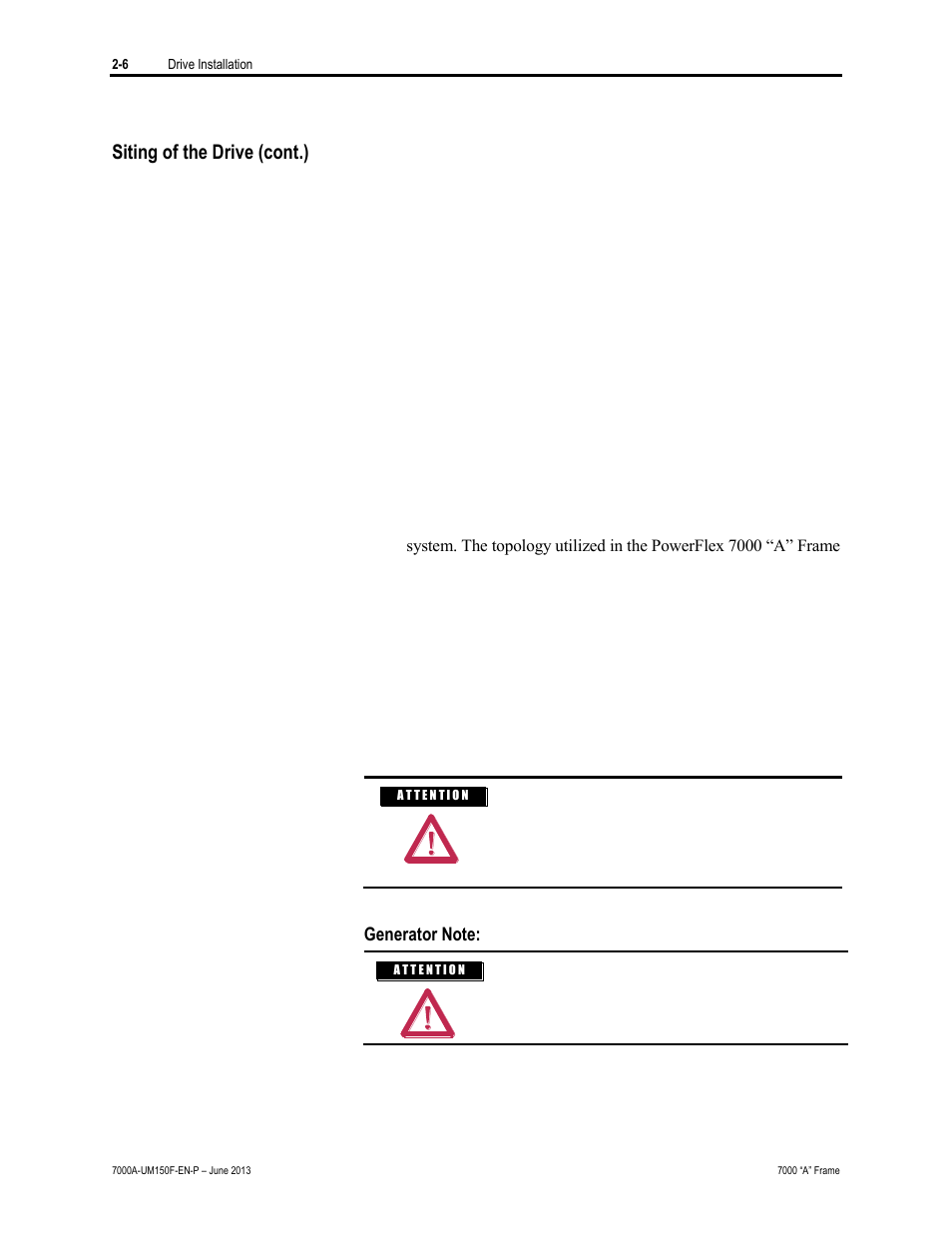 Siting of the drive (cont.) | Rockwell Automation 7000A PowerFlex Medium Voltage Drive (A-Frame) - Classic Control User Manual | Page 46 / 515