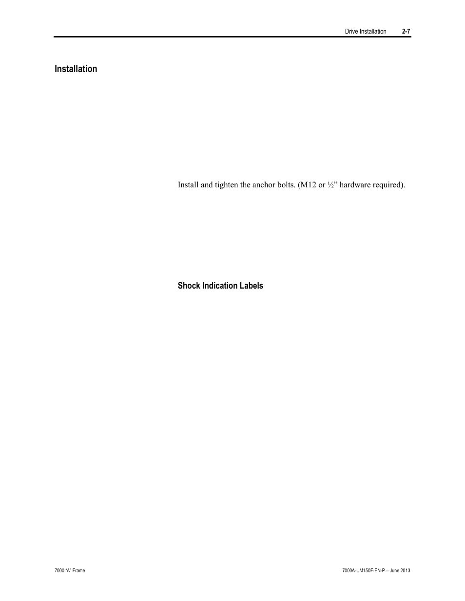 Installation | Rockwell Automation 7000A PowerFlex Medium Voltage Drive (A-Frame) - Classic Control User Manual | Page 47 / 515